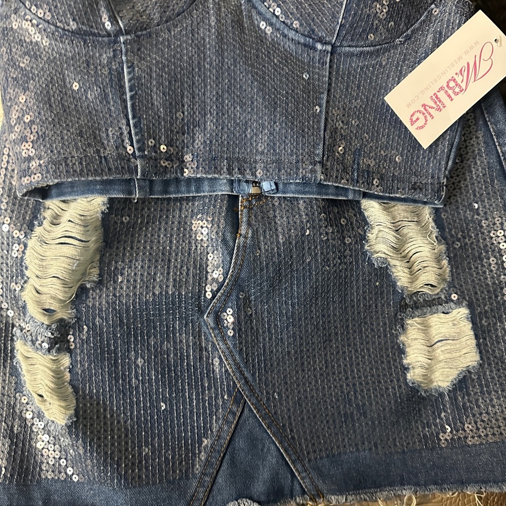 2piece Ms.Bling denim skirt set nwt size small